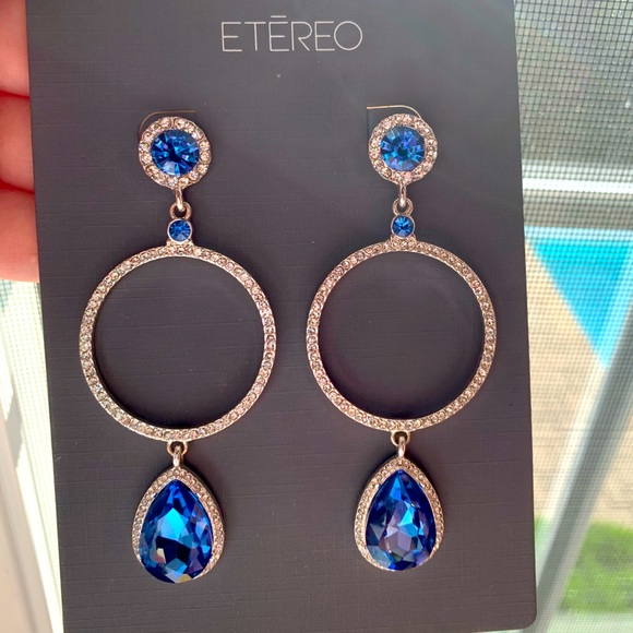 ❗️NWT❗️ 💎 Etéreo Silver & Blue Statement Earrings - Picture 1 of 1